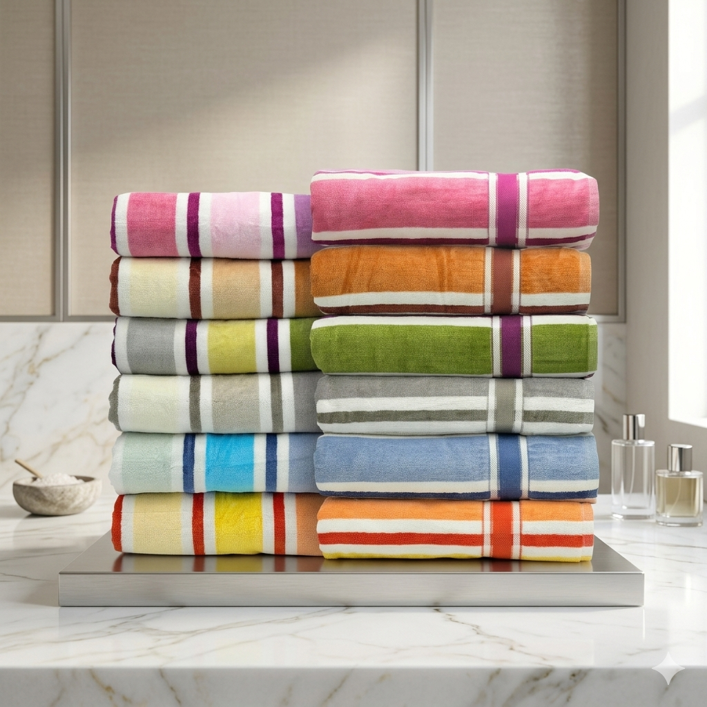 Duke Urban Stripe Cotton Bath Towel Set, 6 Pieces
