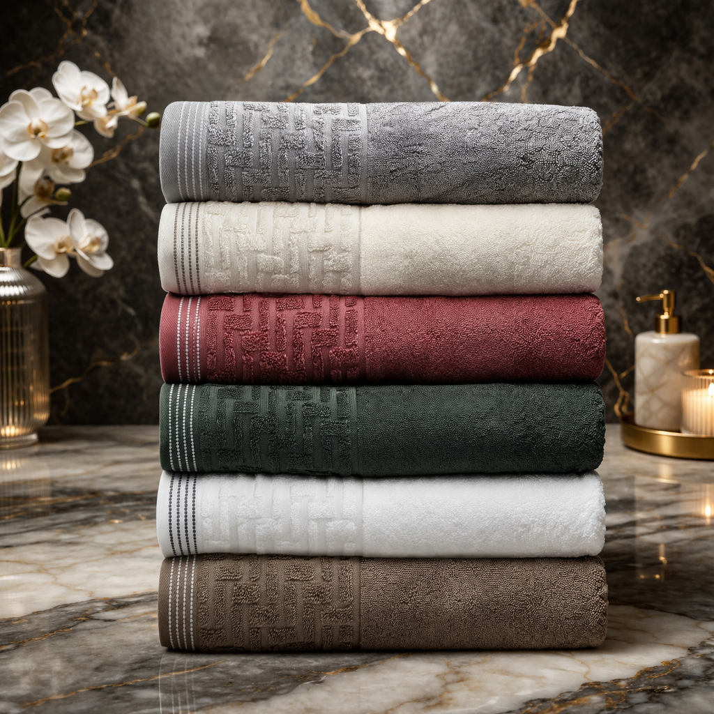 Duke Geometric Zero Cotton Bath Towel Set, 6 Pieces